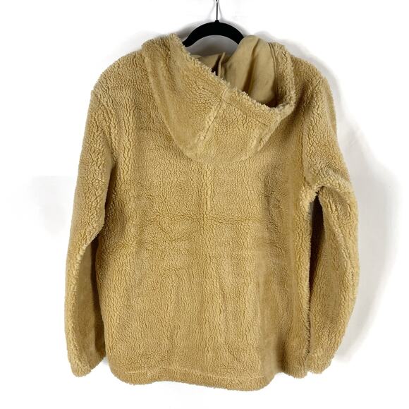 MagcoMsen Fleece Jacket Full Zip Tan Hooded Sherpa Fuzzy Sz S Women's - Picture 12 of 14